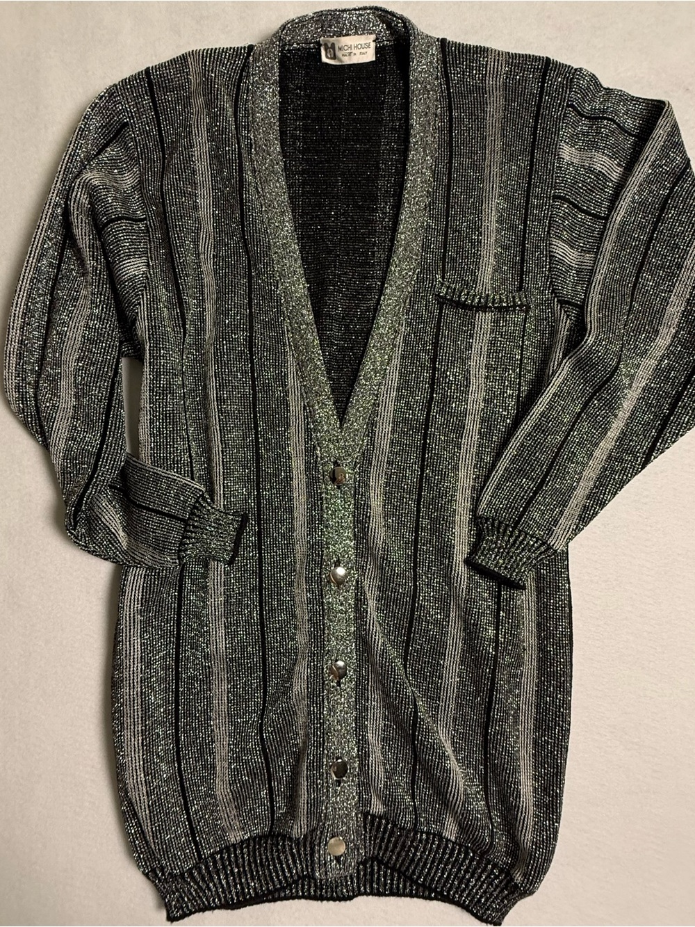 Vintage Michi House Italy Metallic Lurex Cardigan Sweater Women’s 80’s